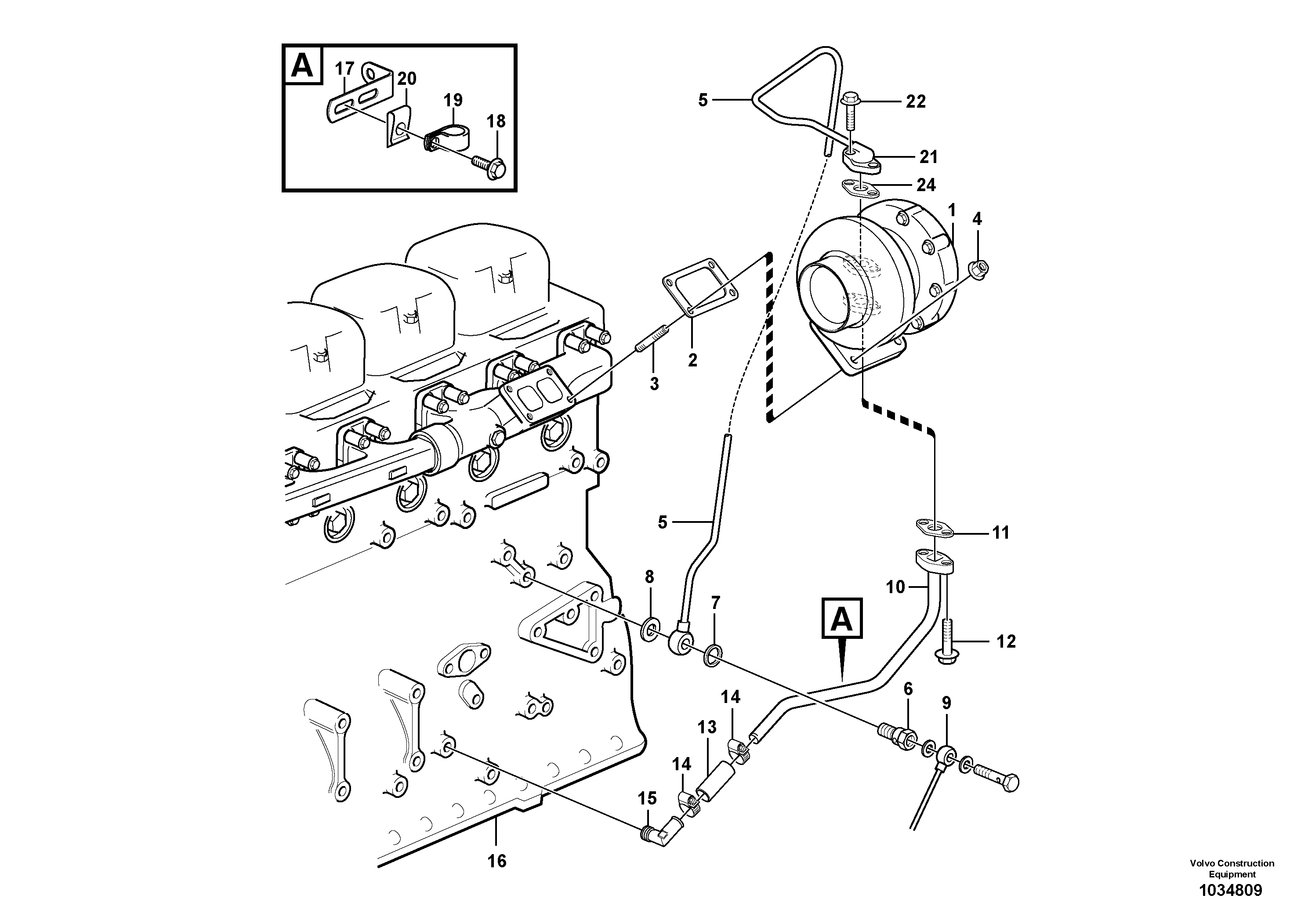 Oil feed pipe VOE1676847 VOLVO