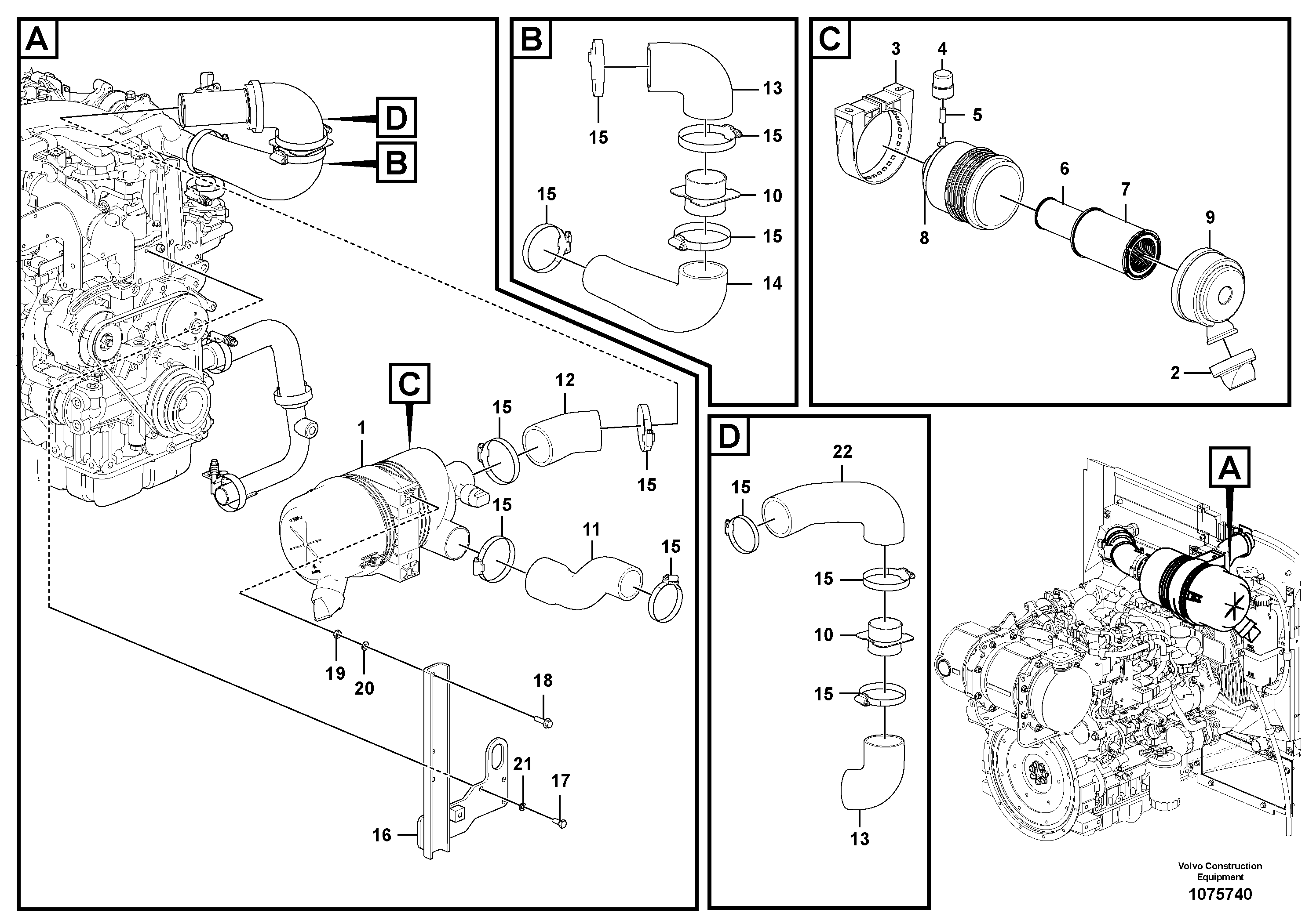 Hand throttle wire VOE16631877 VOLVO
