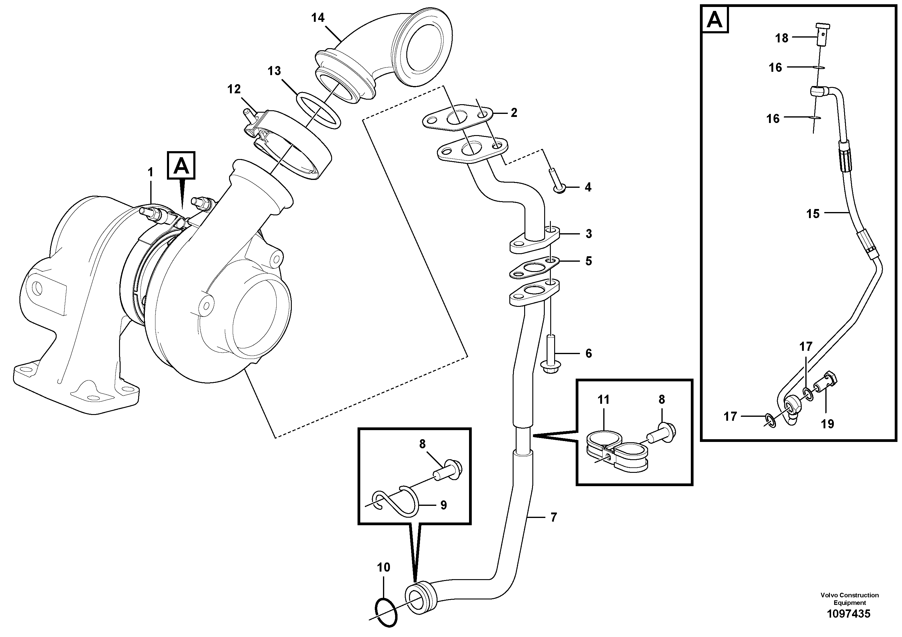 Oil filler pipe VOE21056629 VOLVO