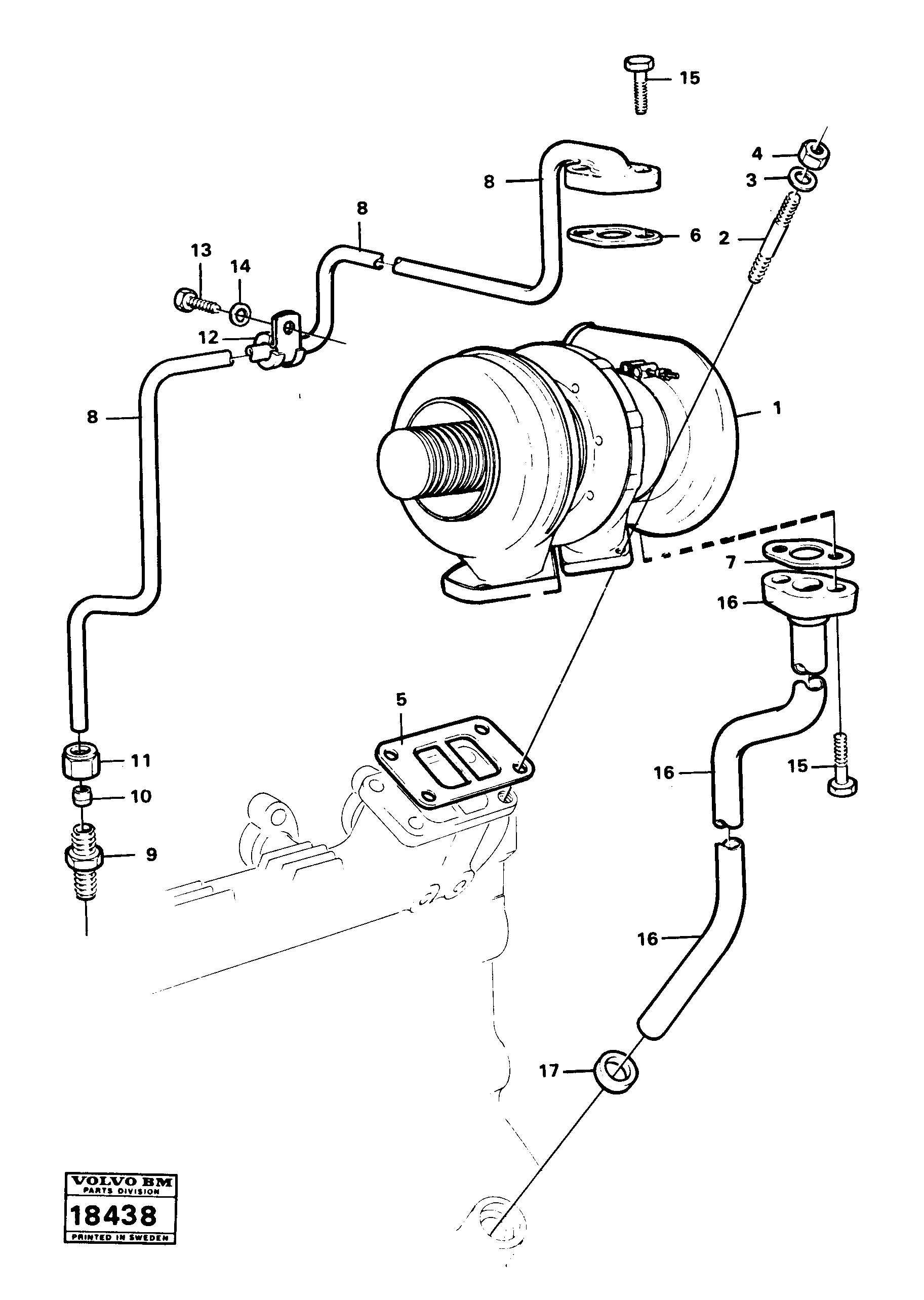 Oil feed pipe VOE11030619 VOLVO
