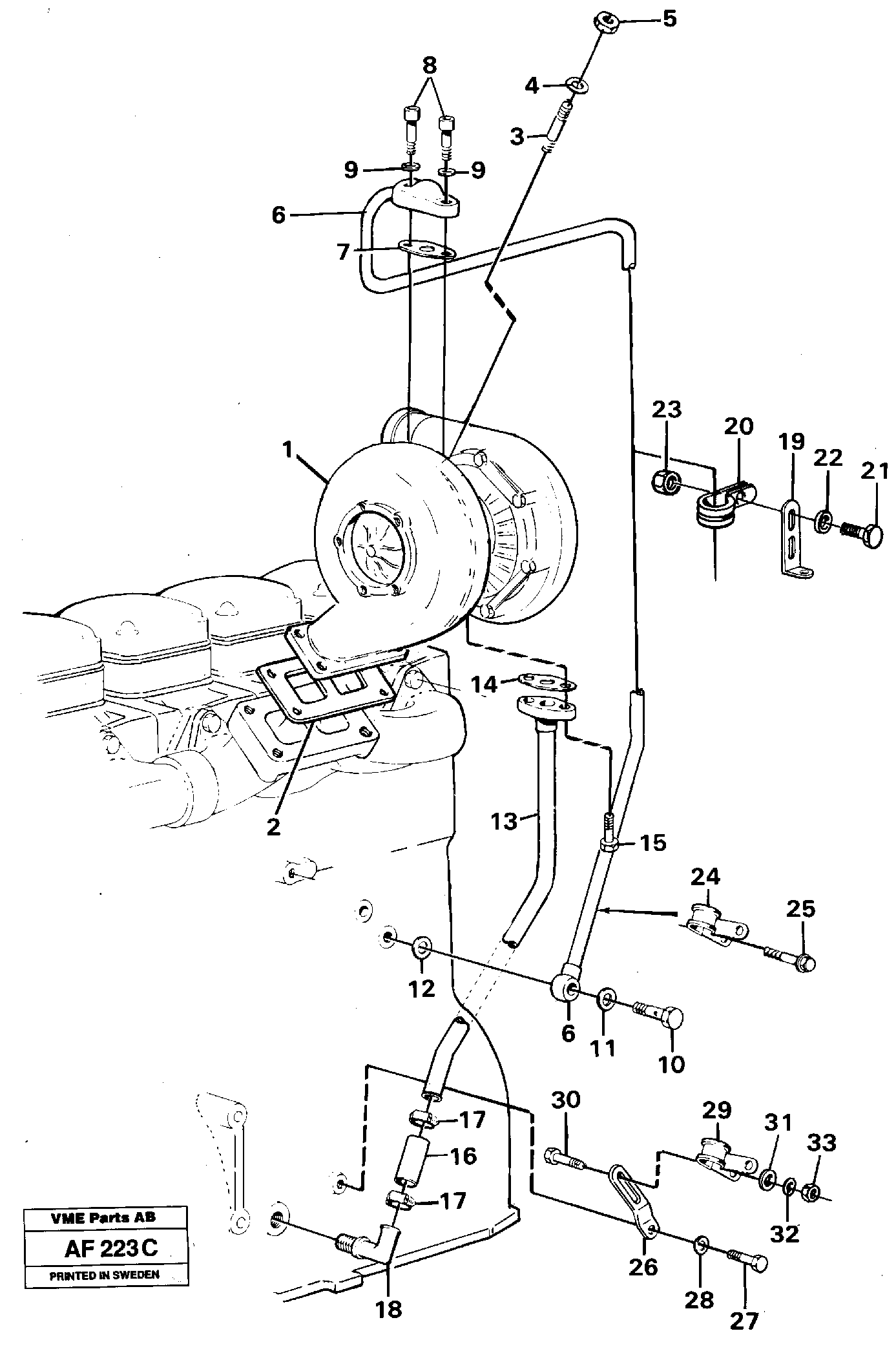 Oil feed pipe VOE11031007 VOLVO