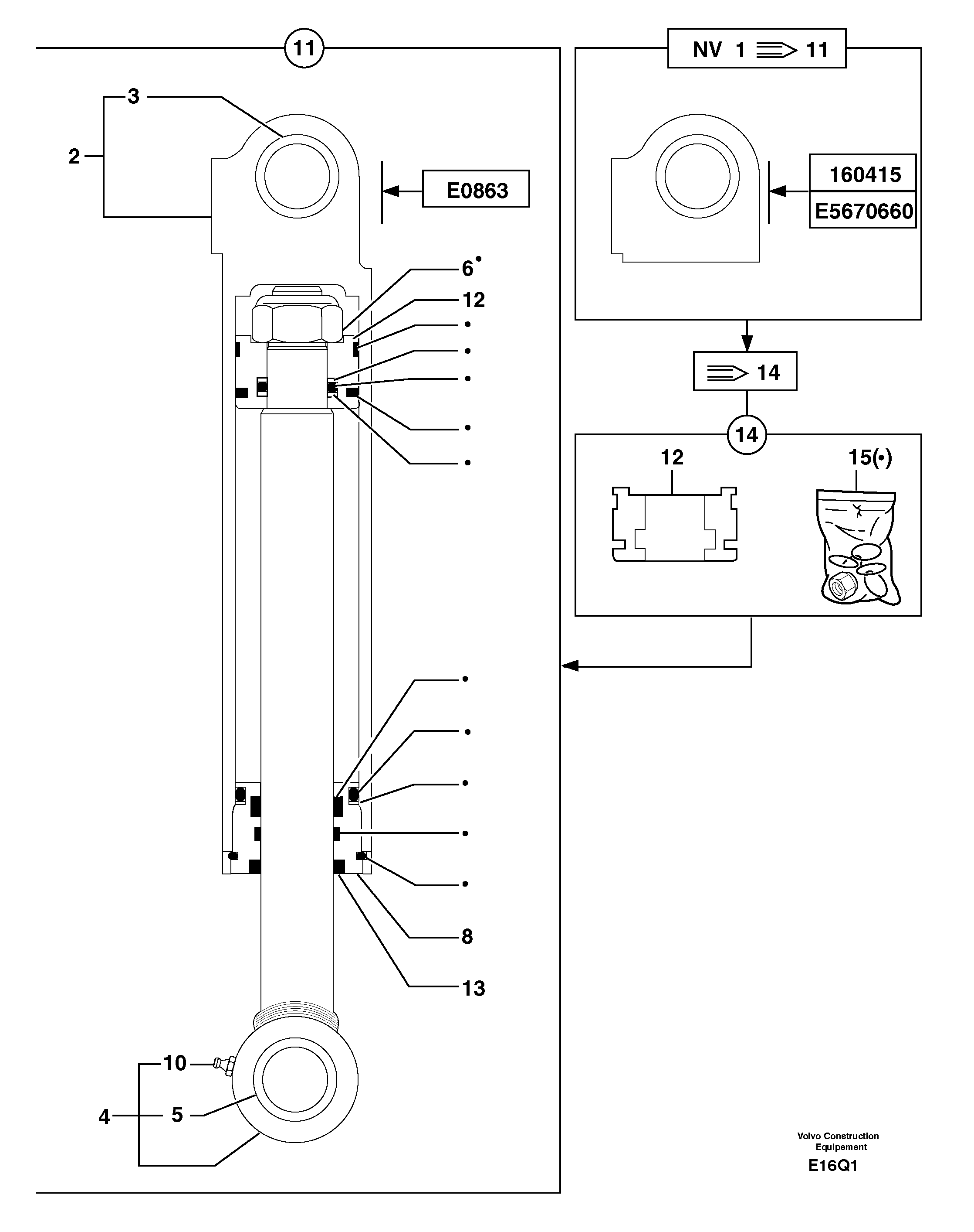 Hydraulic cylinder PJ5670863 VOLVO