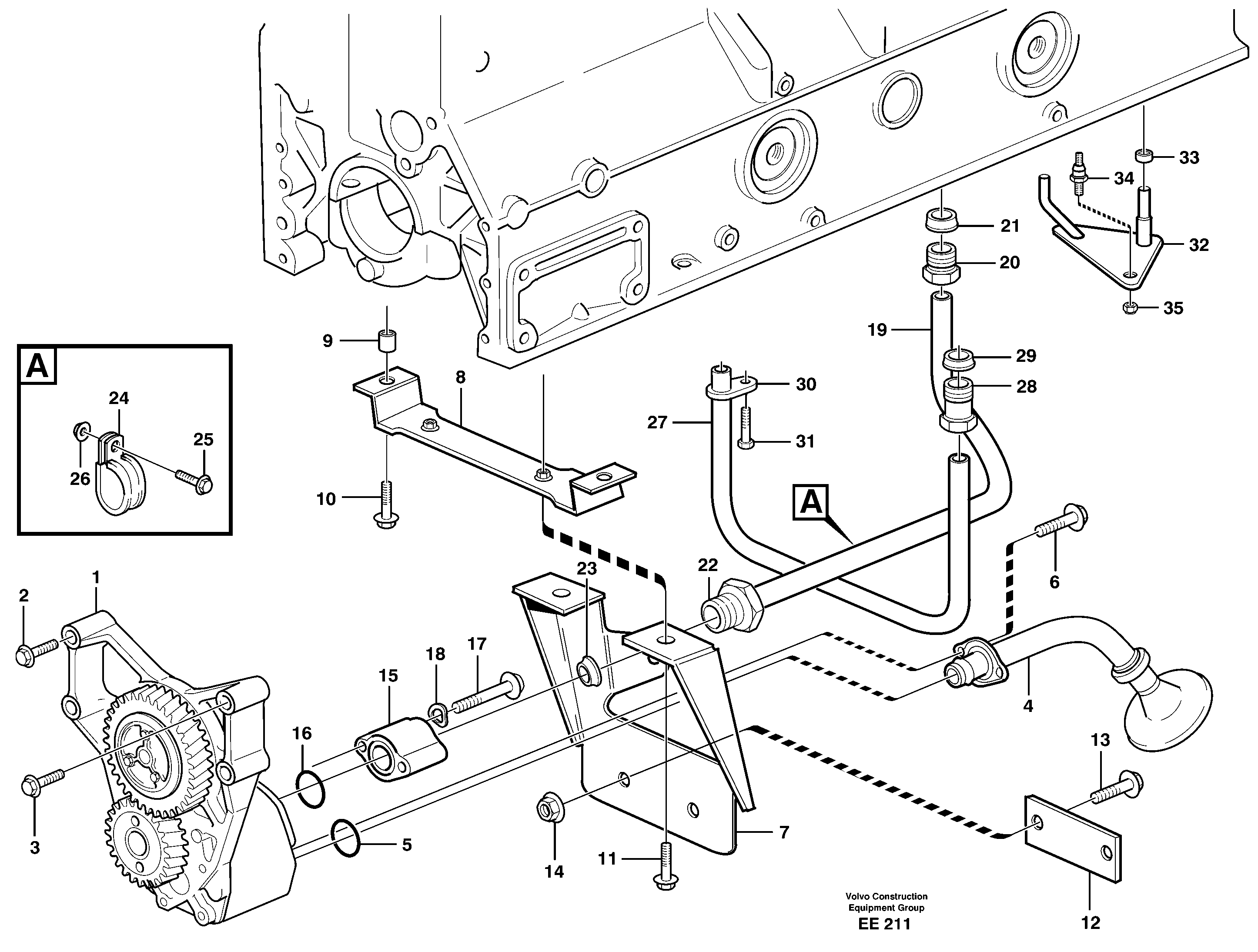 Oil feed pipe VOE864612 VOLVO