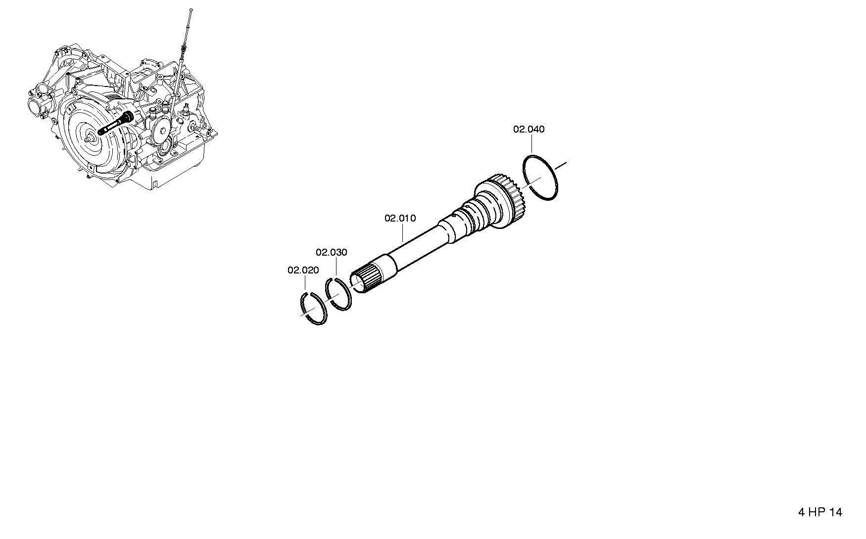 TURBINE SHAFT 1036202033 ZF