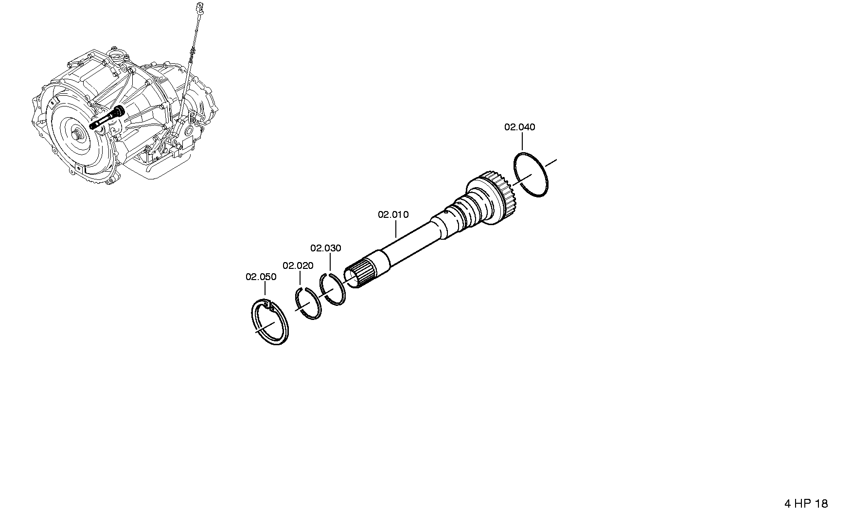 TURBINE SHAFT 1050202005 ZF