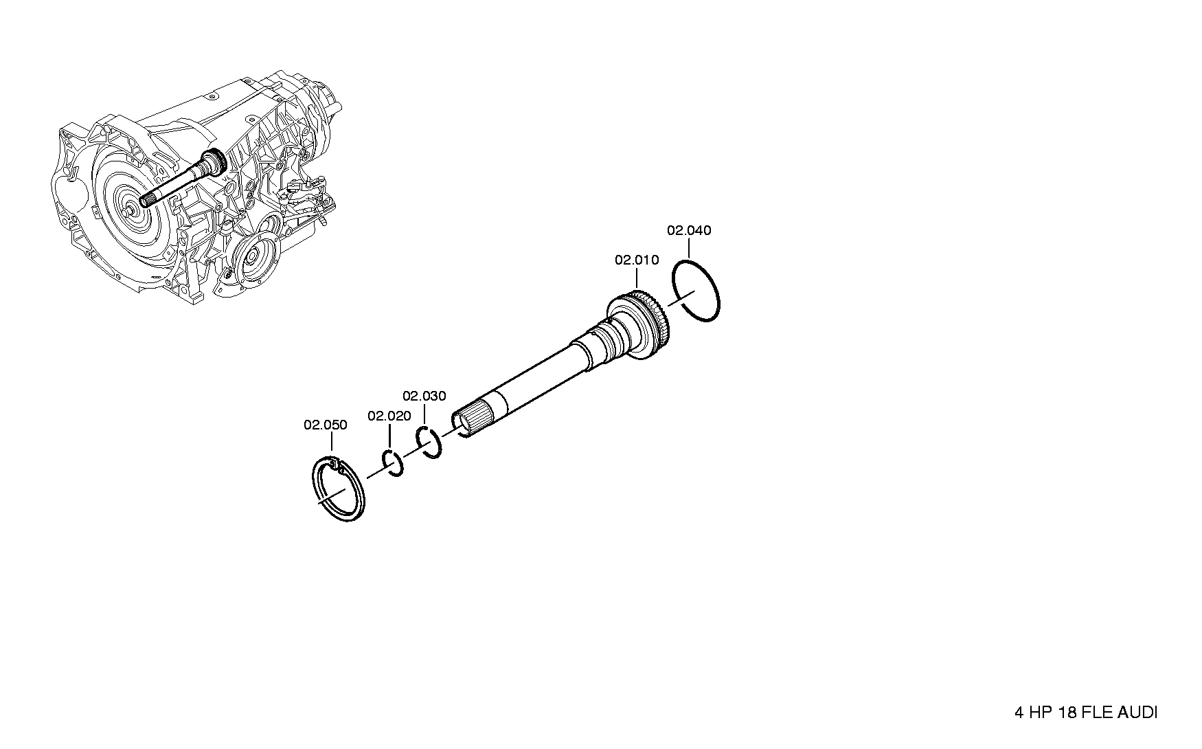 TURBINE SHAFT 1050202029 ZF